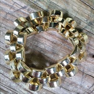 Bracelet panther link chunky gold-tone fold-over